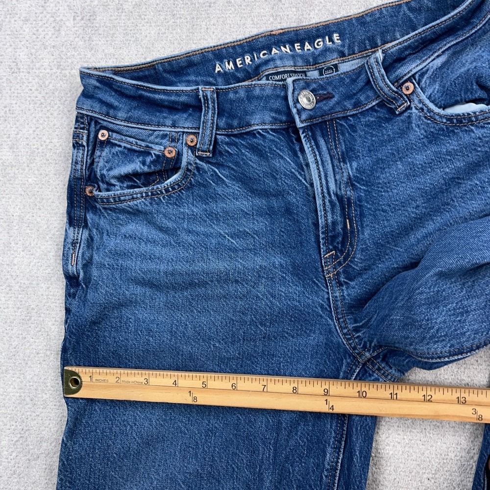 American Eagle Jeans Women 2 Short Low Rise Baggy Wide Leg Boho Med Wash Loose - Picture 9 of 13